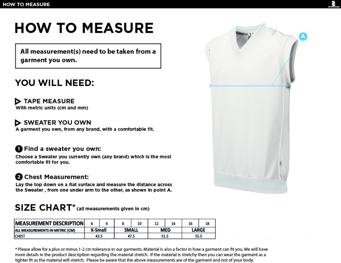 Flemish Giants - Blast Sleeveless Sweater Womens - Size Guide