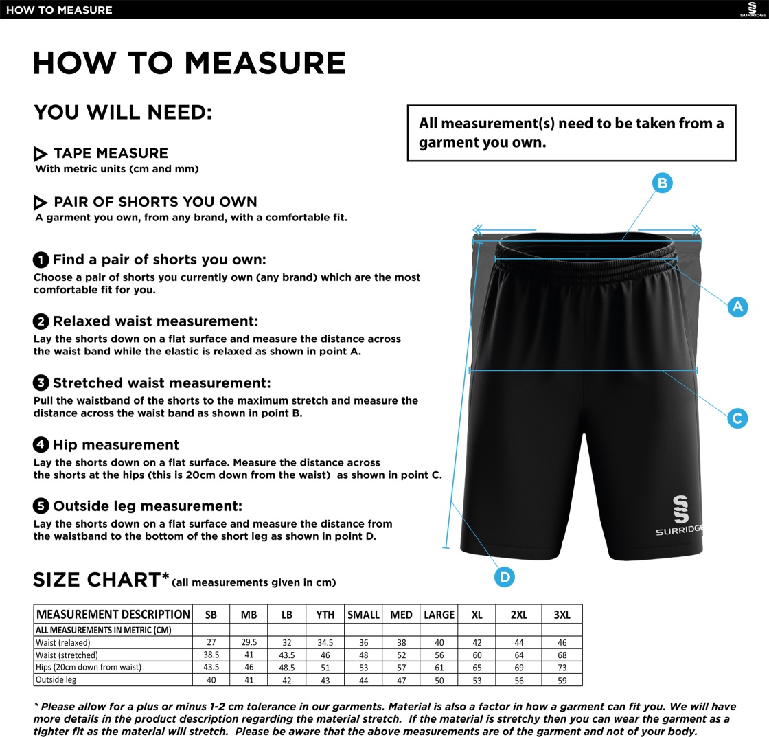 Flemish Giants - Ripstop Pocketed Shorts - Size Guide