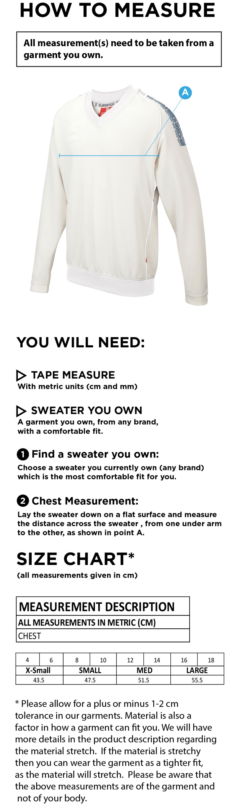 Flemish Giants - Blast Long Sleeve Sweater Womens - Size Guide
