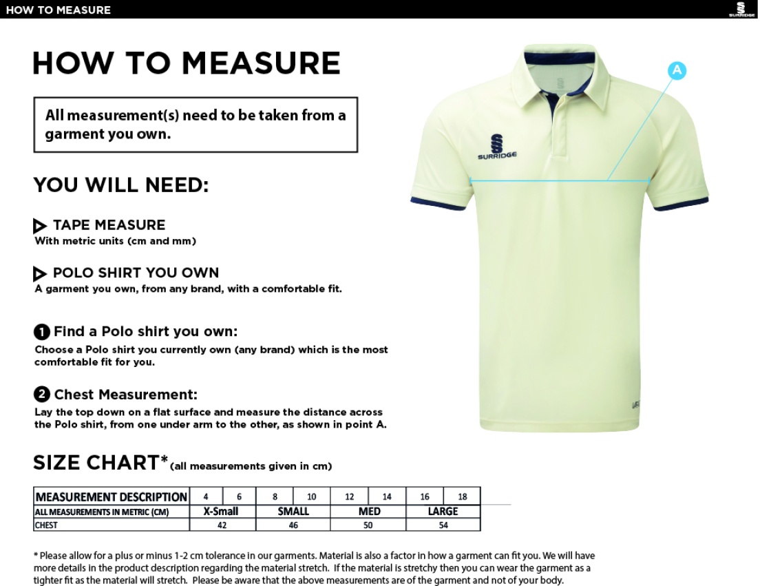 Flemish Giants - Dual Cricket Shirt Short Sleeve Womens - Size Guide