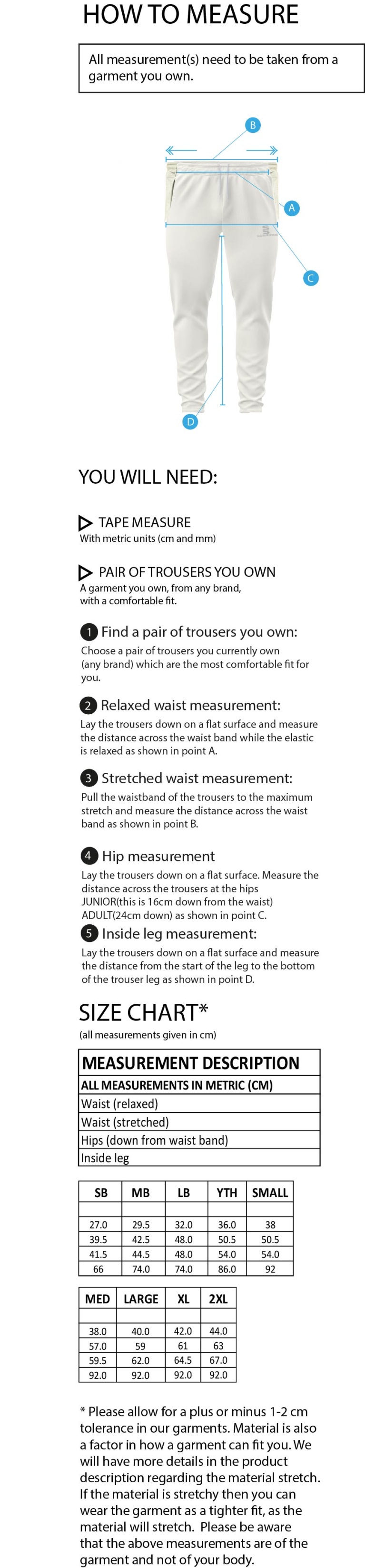 Flemish Giants - Ergo Playing Pant - Size Guide