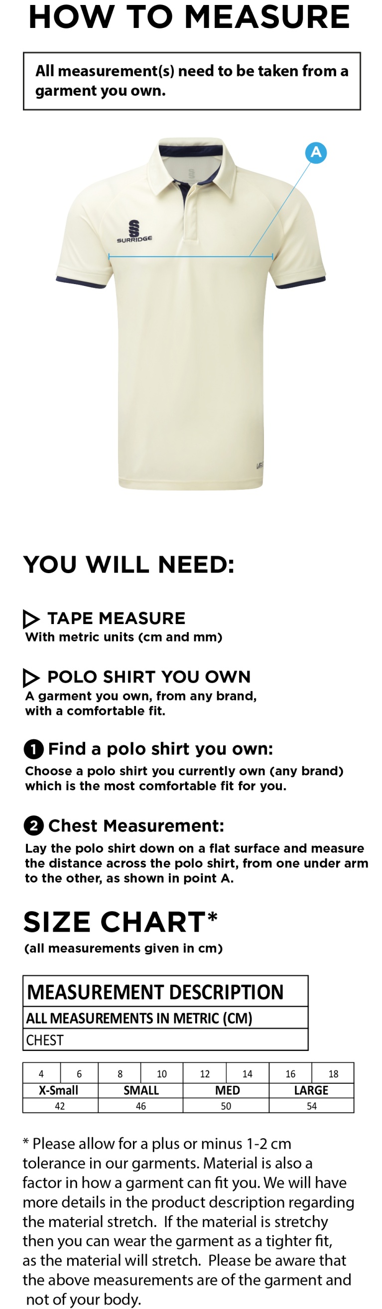 Flemish Giants - Dual Cricket Shirt Short Sleeve Womens - Size Guide