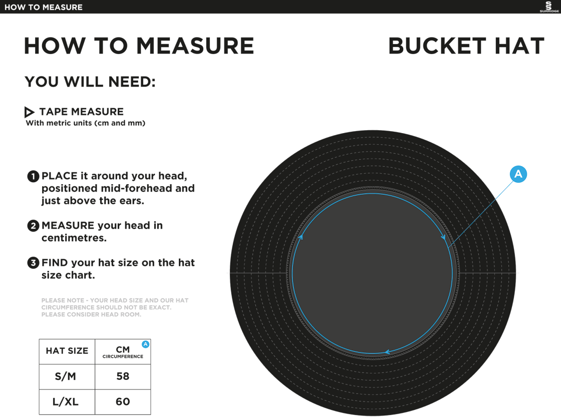 Flemish Giants - Dual Bucket Hat - Navy - Size Guide