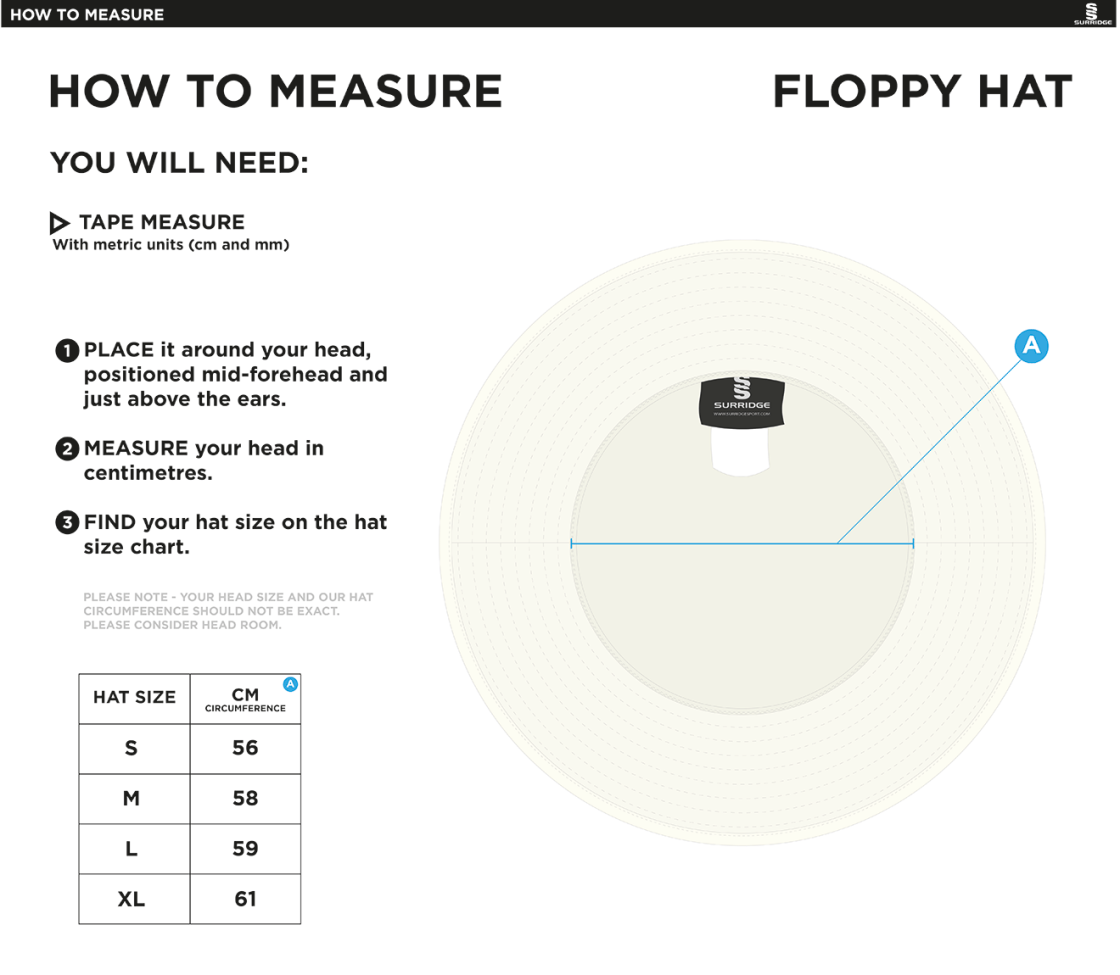 Flemish Giants - Floppy Sun Hat - Ivory - Size Guide